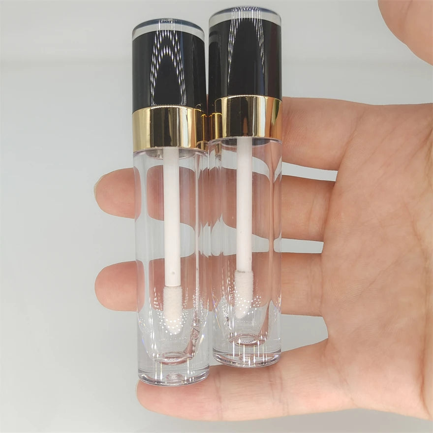 Transparent Round Plastic Tube Lip Gloss and Liquid Foundation Concealer Empty Bottle with Black Lid