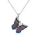 Fashion Wholesale Women Insert Pattern Sterling Silver Clear CZ [aved Jewelry Butterfly Choker Necklace Pendant