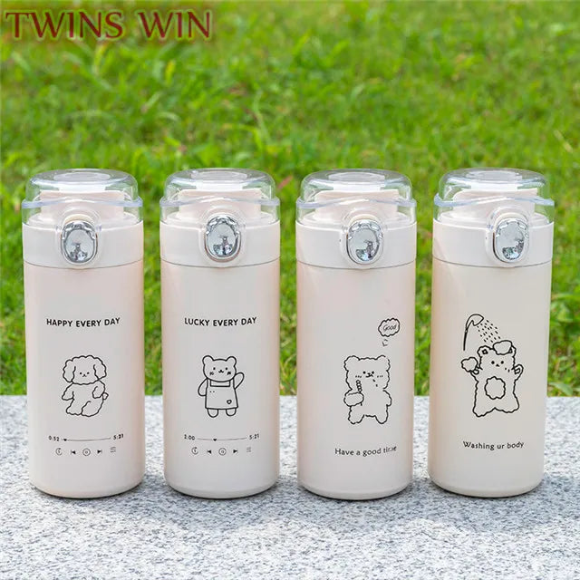 Ins Wind Cartoon Pea Cup Portable Popcorn Small Fresh Student Water Cup Girl Cute Thermos Cup 1617 MegaBDM