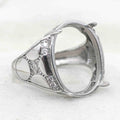Sterling Silver 15*19mm Semi Mount Men's Ring Frame Empty Blank Claw Setting S925 Base Holder Without Center Stone for DIY Inlay