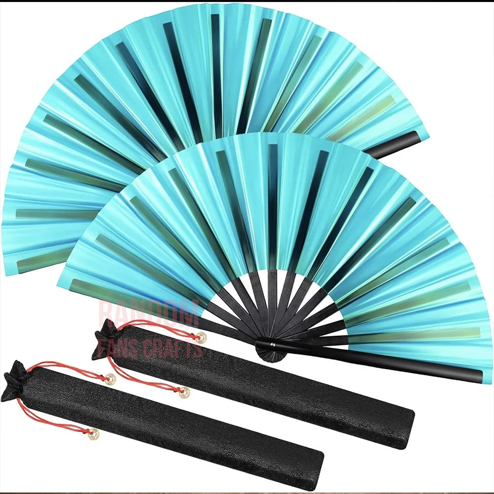 Large PVC Hand Fan with Holographic Design Eco-Friendly Bamboo Ribs Painted Advertising Style Amazing Bamboo Crafts Product