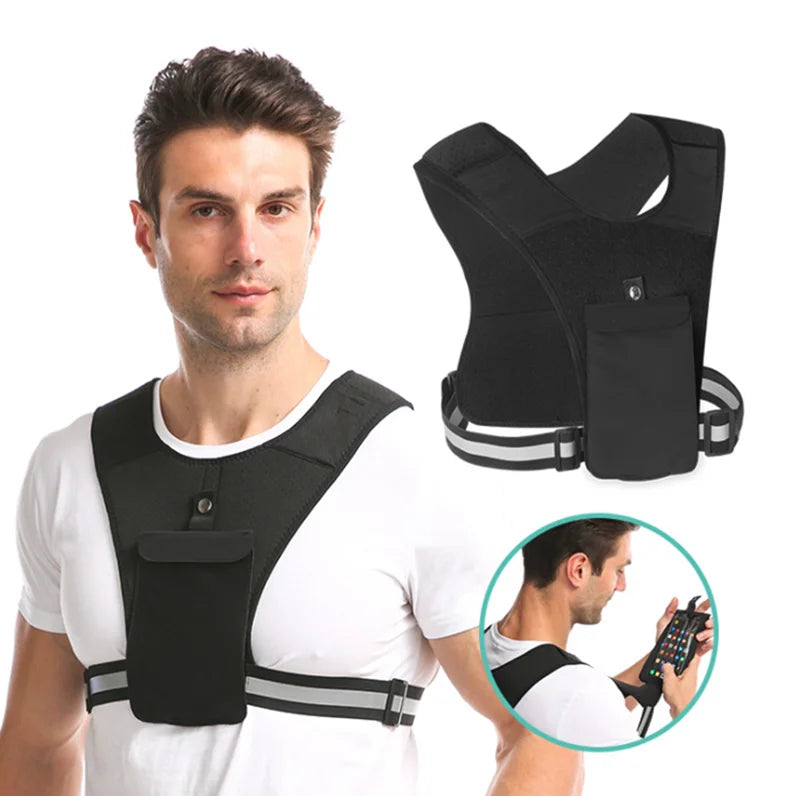 Newest Design Free Sample Adjustable Straps Fitness Focused Running Training Vest Cell Phone Accessories Holder Vest