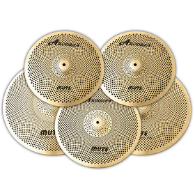 ARBOREA Cymbals Golden Cymbal Set Low Volume Practice Cymbal Set 14''Hi-Hat+16''Crash+18''Crash+20''Ride