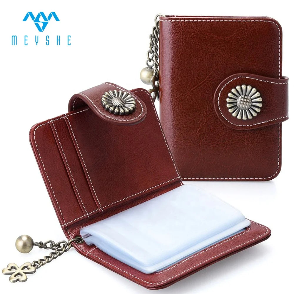 Convenient Genuine Leather RFID Business Cardholder with Tassels & Logo Pattern for Business Use