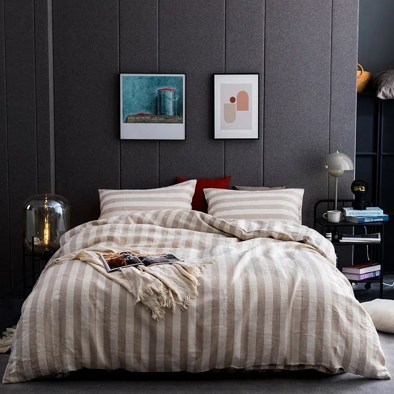 Wholesale Comforter Duvet Cover Breathable 100% Linen Luxury Beige 4-piece Bedding Set Home Textiles