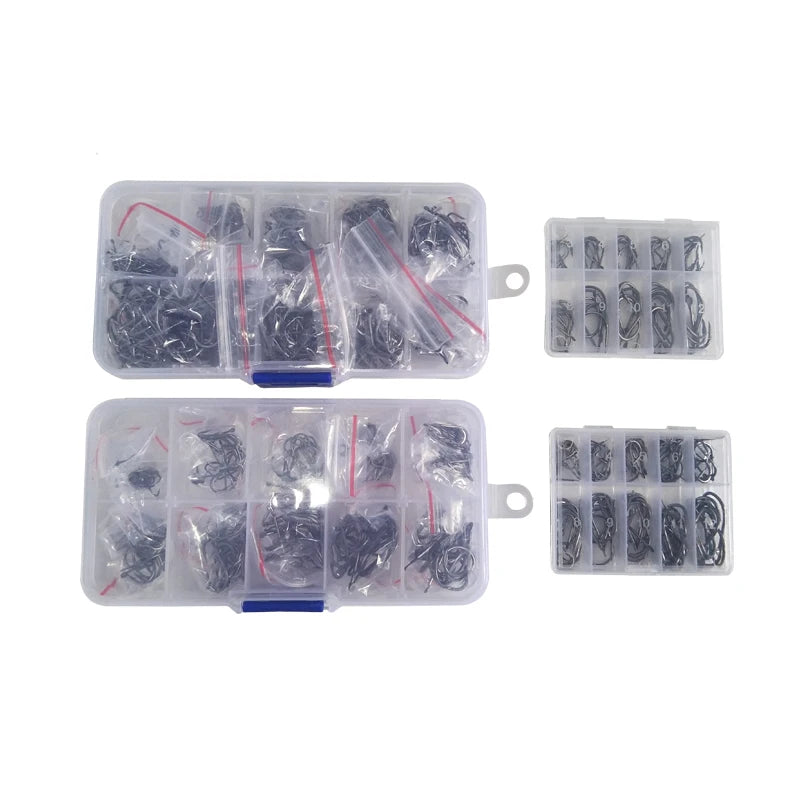 Gualang 500pcs Mixed Size 3~12 Carp Fishing Hooks Set Box High Carbon Steel Carp Fishing Hooks with Tackle Box Pesca