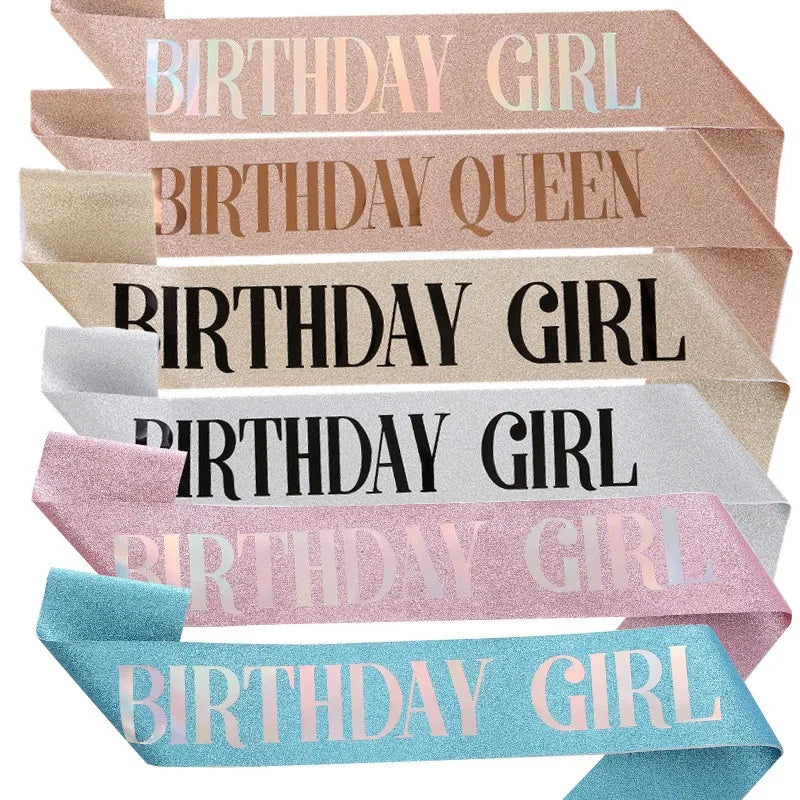 Birthday Girl Sash Glitter With Black Foil Gold Glitter Birthday Sash for Girl Birthday Party Decorations
