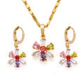 HD Fashion 18k Gold Plated AAA CZ Jewelry Sets Necklace Pendant Earring Set for Women