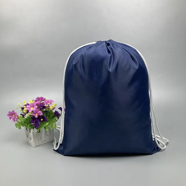Foldable Backpack Drawstring Bag Rpet Material Rpet Gym Bag Running Drawstring Rpet Foldable Shopping Polyester Bag