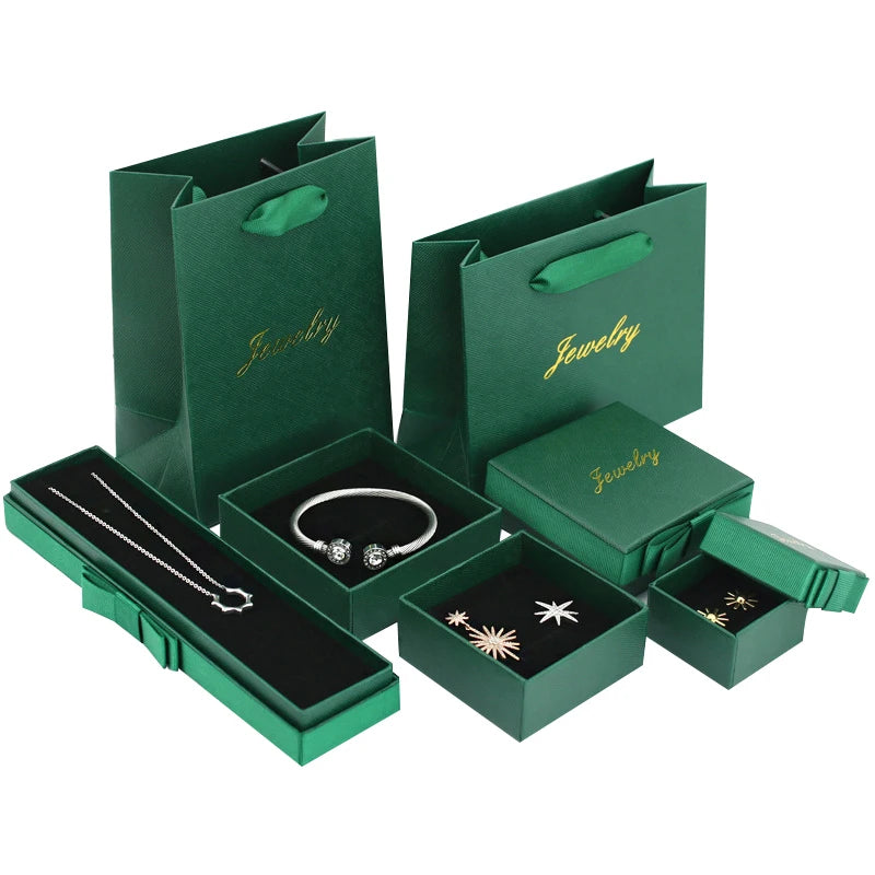OMT Texture Recycled Materials Rigid Paper Cardboard Jewelry Packaging Gift Box for Cufflink Rosary Ring Bracelet Necklace