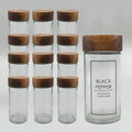Best Seller 12 Pack Pieces 90ml 3oz Airtigh Acacia Cap Herbs Spice Bottle Glass Shaker Jar Set With Wooden Lids and Labels