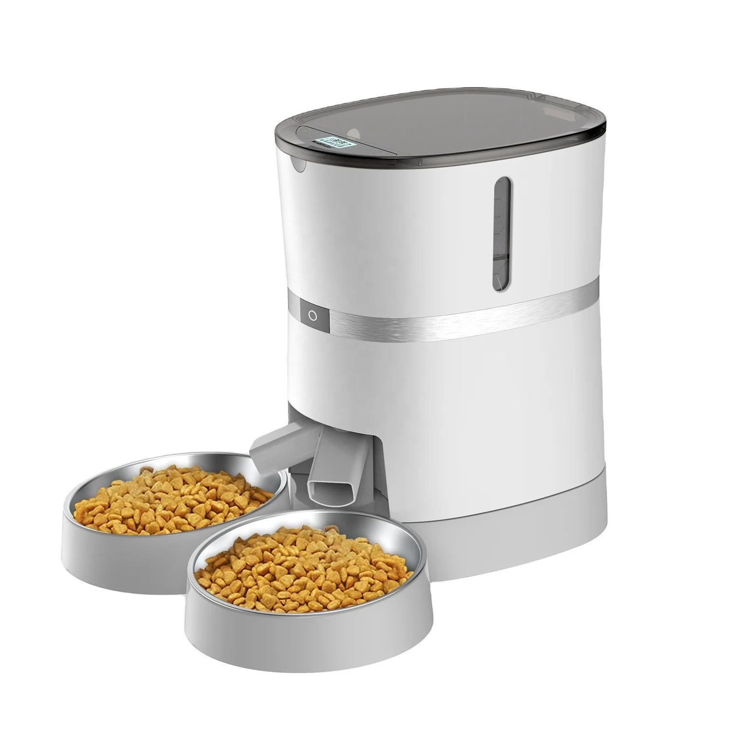 Hot Sale Pet Feeder Food Dispenser for with Two-Way Splitter and Double Bowls Automatic Dog Feeder