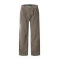 Vintage Maillard Brown Denim Jeans for Men Loose American Casual Straight Pants Fashionable Washed Medium Level Durable Stylish
