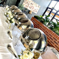 Silver Food Warmer Visual Roll Top Commercial Hotel Stainless Steel 6L Round Chafing Dishes Deluxe Roll Top Chafing Dish