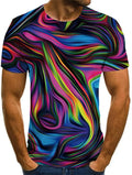 Fitspi Wholesale Mens Colorful 3D Printed Neon Tshirt Customized Short Sleeve Tee Vibrant Graphic Shirt for Men