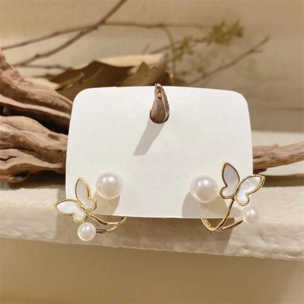 E1554 6-7mm  DIY Natural Freshwater Pearl Charm Earrings Mounting Accessory 925 Sterling Silver Gold Plated  Jewelry for Women