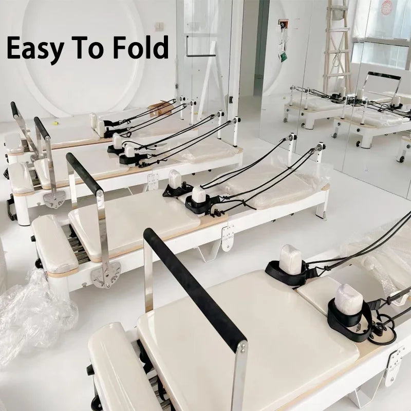 Commercial Gym Studio Folding Reformador Equipment Collapsible Maquina Cama De Foldable Beds Machine Aluminum Pilates Reformer