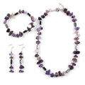 Fashion Women Jewelry Set  Natural Stone Gravel Necklace Black Hematite Spacer Choker Necklace Earring Bracelet