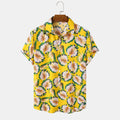 Custom Yellow Color Base  Hawaii Shirt Open Collar Style Hawaii Shirt Custom 100%cotton Shirt