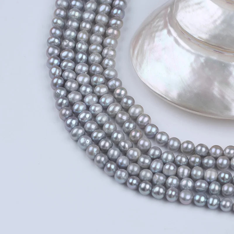 Zhuji Wholesale 7-8mm Gray Potato Natural Freshwater Stand for Jewelry Making