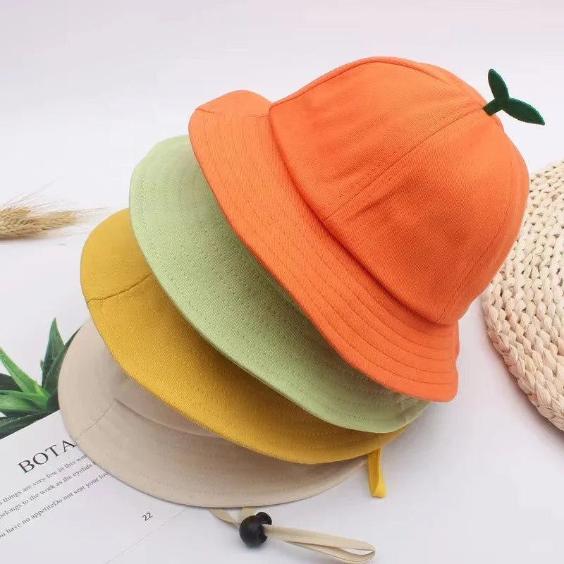 Custom Embroidery Printed Logo Blank Flat Sun Visor Kindergarten Children Yellow Bucket Hat Graduation School Activity Cap Hat