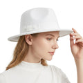 Wholesale Autumn Winter Fashion Men Women Colour Fedora Hats Imitate Wool Jazz Party British White Wide Brim Fedora Hats