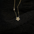 Cute Sweet 18K Gold Plated Pure 925 Sterling Silver Shiny Zircon Flower Shaped Pendant Necklace for Women Girls Jewelry