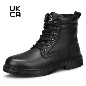 GUYISA Fashion High-top Safety Boots Wear-resistant Rubber Soles Waterproof Microfiber Leather Steel Toe Safety Boots