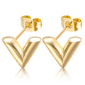 Factory Hypoallergenic V Stud Earring Non Tarnish Jewelry Earrings Factory 316 Stainless Steel Waterproof Earring for Women