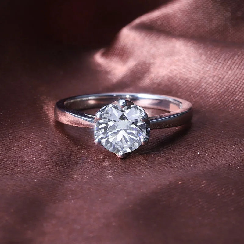 M22A Abiding Women Wedding Jewelry Genuine White Gold GRA VVS D 1CT Round Moissanite Engagement Ring Real Gold Jewelry