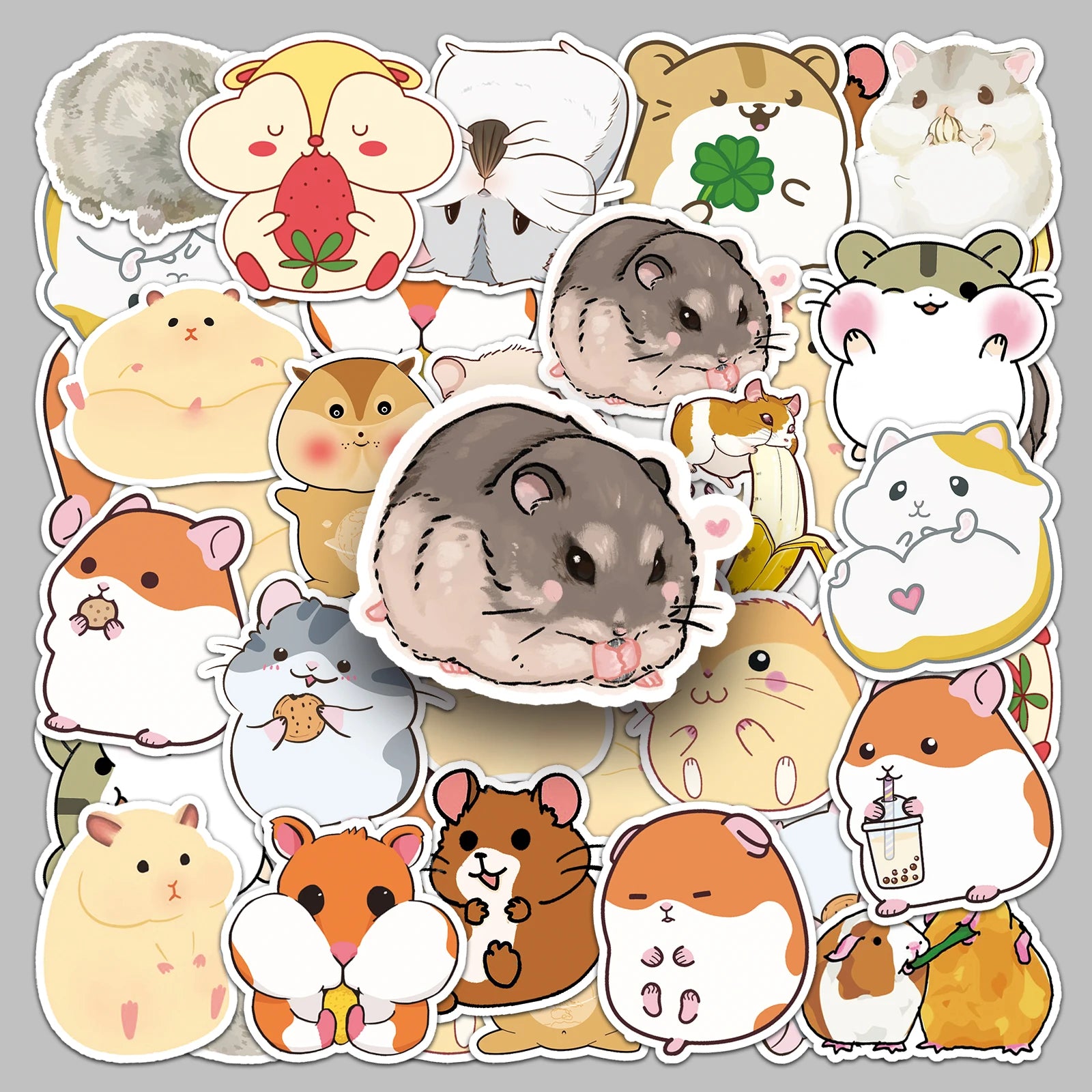 50PCS Factory Wholesale Cute Animal Patterns Fun Hamster Stickers Mobile Phone case Scooter Computer Desk Stickers