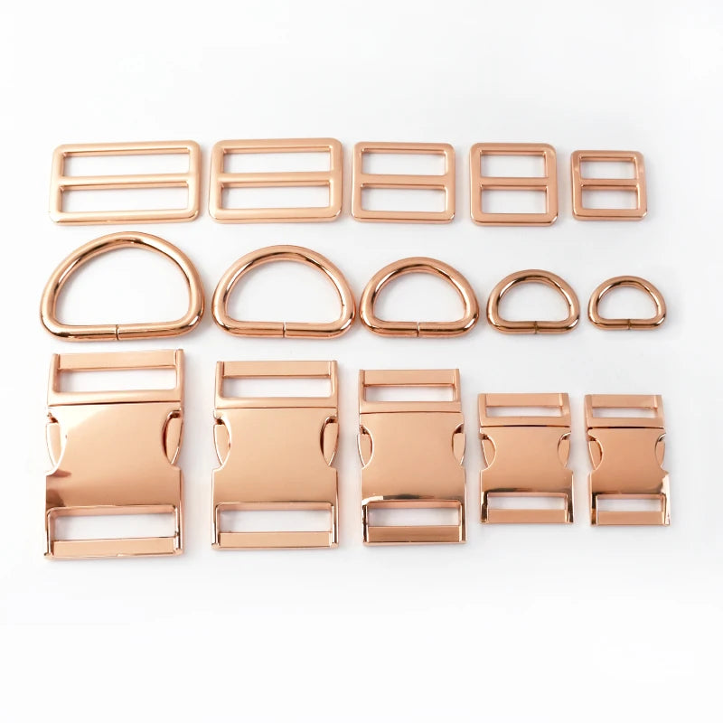 Meetee BK435 Rose Gold Alloy Quick Release Buckle D Ring Tri Glide Clasp Bag Accessories Bag Strap Dog Collar Adjustment Buckle