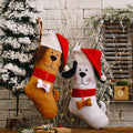 Wholesale Custom Christmas Decorations Fleece Socks Xmas Gift Bag Bone Plush Toy Christmas Stocking