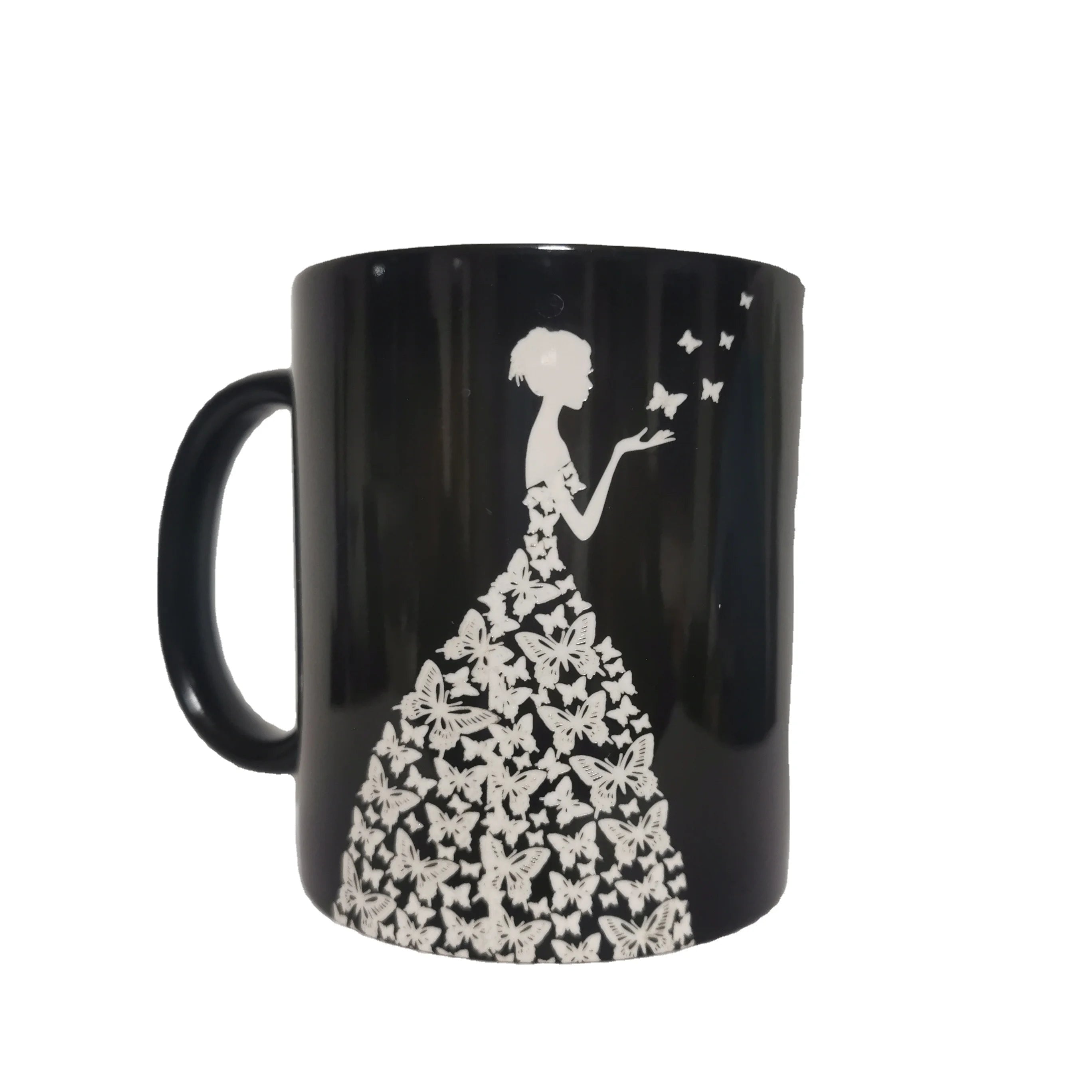 Carving Girl LOVE Style Design Color Change Mugs Sublimation Ceramic Mug for Sublimation 11oz Magic Mug Sublimation