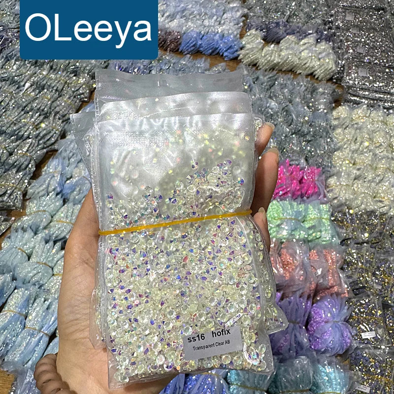 OLeeya 100% Good Feedback Non Hotfix Rhinestones Flatback Crystal Glue on Strass Diamond Rhinestones for Garment Decorations
