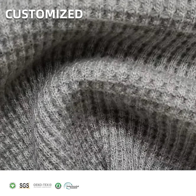 Grey 70% Bamboo 30% Organic Cotton Eco-Friendly Stretch Knitted Waffle Fabric for Towels Activewear & Sleepwear