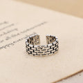 925 Sterling Silver Opening Ring Geometric City Wall Retro Thai Silver Korean Sterling Silver Jewelry Wholesale