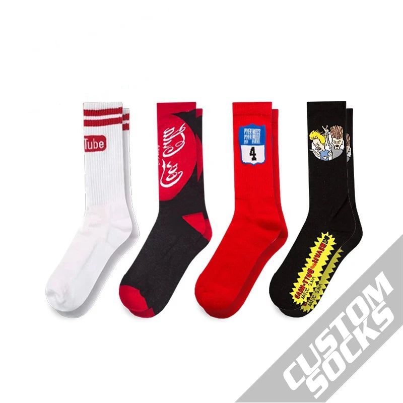 FREE DESIGN & MOCK-UP Made Your Own Logo Unisex Sock Custom Logo Casual Socks Custom Made Cotton Mens Socks