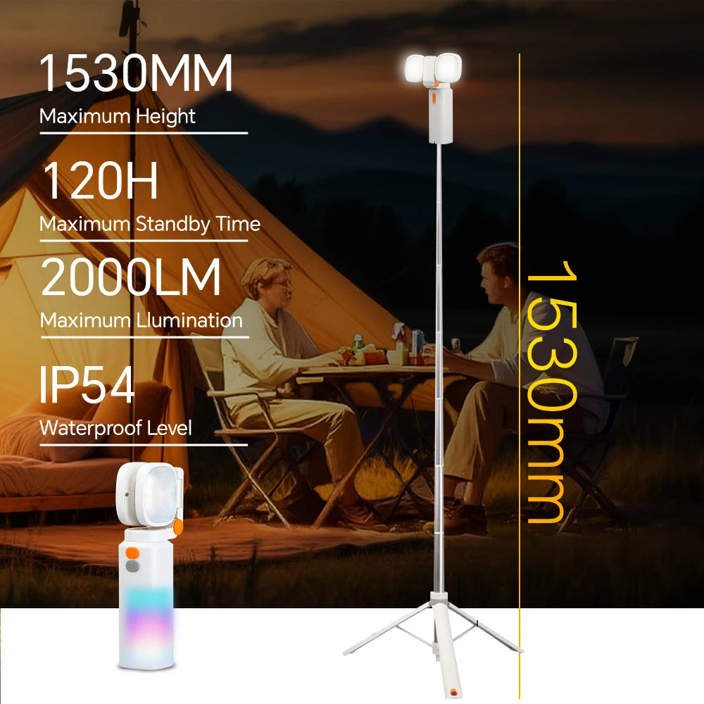 Trustfire 6500K Floodlight Camping Lights 10000mAh Telescopic Lantern Tripod RGB Atmosphere Light Fill Light Flashlight CRI90