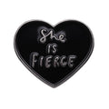 Black Heart Enamel Pin Punk Gothic Brooches Custom Hard Lapel Badge She Is Fierce Clothes Backpack Pins Jewelry Gift for Friend