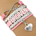 Christian Blessed Sister Believe Faith Fearless Grace Faith Choose God Is Love Sideways Cross Charm Wristband Wrap Bracelet