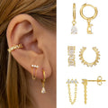 Luxury 6pcs S925 Silver Stud Earrings Set Elegant Waterdrop Design with Gold Plating for Weddings and Parties