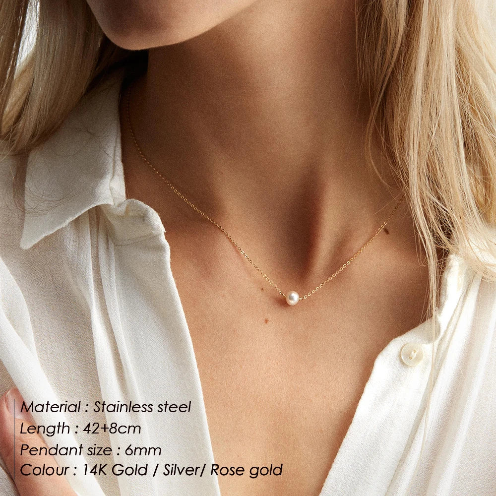 Wholesale 6mm Freshwater Elegant Dainty Wedding Delicate Chain Pearl Necklace