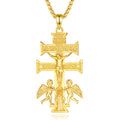 Merryshine Vintage Christian 18K Gold 925 Sterling Silver Necklace Caravaca Cross Vermeil Gold With Pearl Necklaces Chain