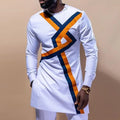 Custom Africa Ethnic Long Shirt Tops Round Collar Block Patchwork O-neck Shirts Men Clothing