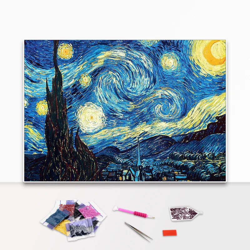 Wholesale 5d Diy Diamond Painting Oil Painting Starry Sky Van Gogh All Diamond Mosaic Diamond Hand-designed Decoration