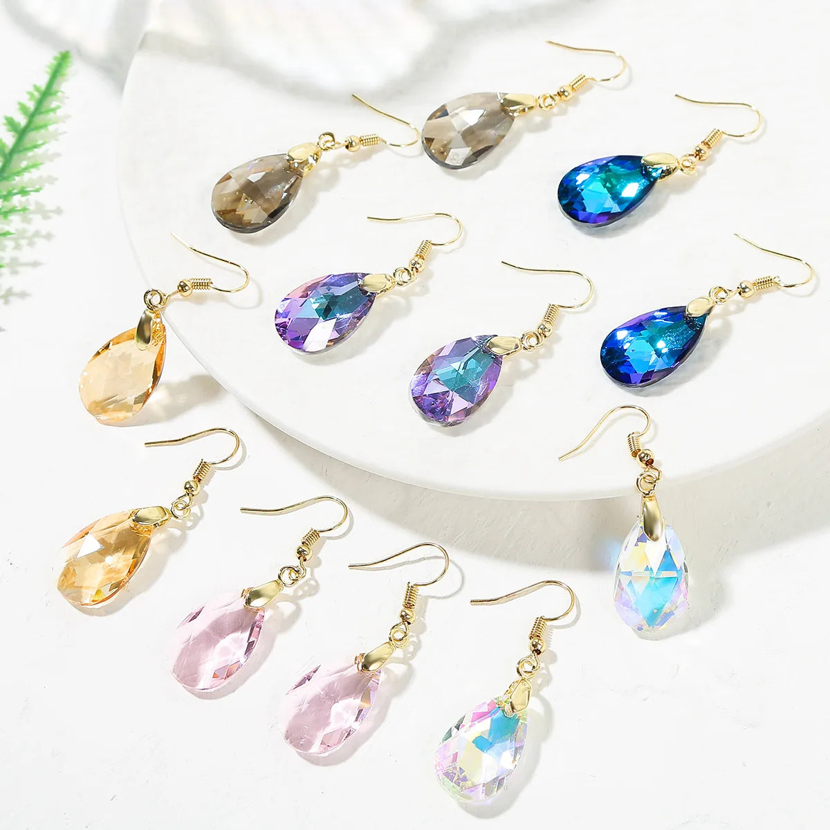 6 Piece Crystal Dangle Earrings Elegant Simple Drop Water Shaped Luxury Rhinestone Crystal Earrings for Women