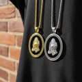 Classic Christian Jewelry Box Chain Trendy Stainless Steel Gold Plated Zircon Virgin Mary Pendant Necklace for Party Gift