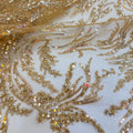 Wholesale Latest Golden Crystal Beaded Sequins Wedding Bridal Embroidery Beads Fabric