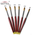 Custom Logo Red Wood Handle Gold Tail Different Sizes 100% Kolinsky Sable Acrylic Nail Brush Round Head